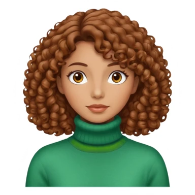 Lady with brown curly hair wearing a Turtleneck sweater sticker