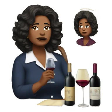 Oprah Winfrey sad drinking a bottle of wine while watching Dr Phil sticker