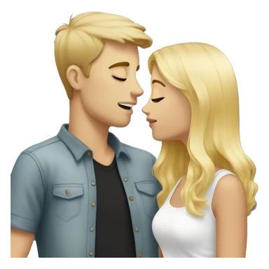 Blonde girl kissing black haired white guy sticker