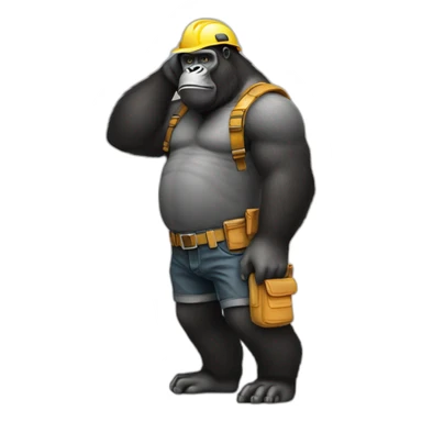 serious builder gorilla in full growth sticker