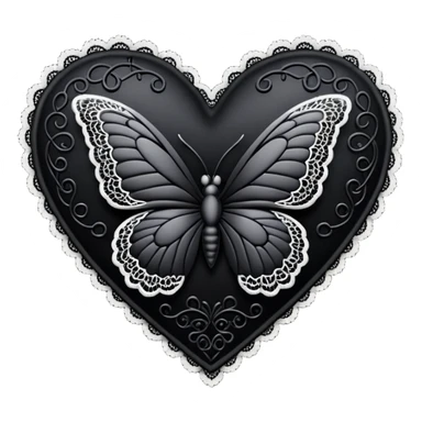goth heart with a black lace butterfly sticker