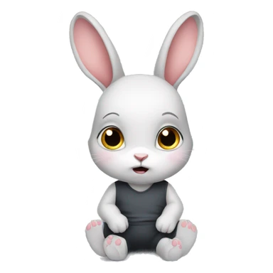 an anxious baby rabbit in leggings  sticker