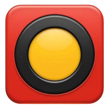 A black and red rectangle with a medium sized yellow circle in the middle sticker