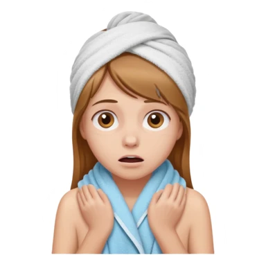 scared clean girl with bath towels sticker