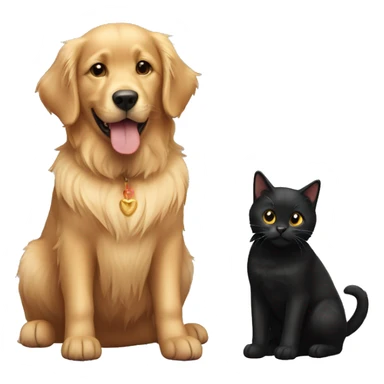 black cat and golden retriever sticker