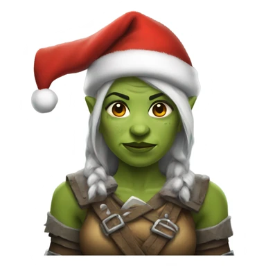 orc female warrior with santa hat sticker
