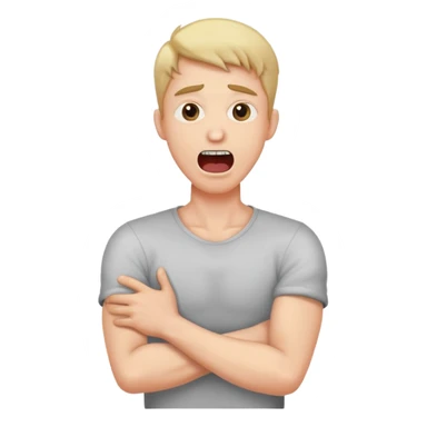 Man crossing arms holding neck making screaming face sticker