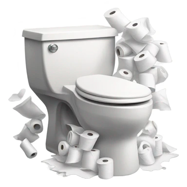 Small toilet overflowing with toilet paper sticker