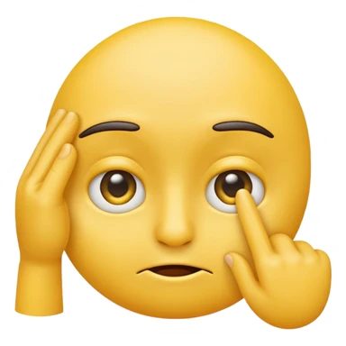 yellow emoji, skeptical face, finger pulling and stretching down eyelid sticker