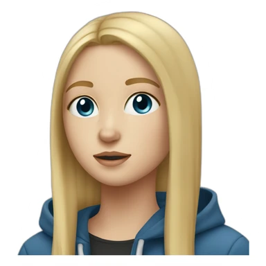 A blonde girl  with blues eyes, with straight hair and a ray,she has light skin a few freckles, and she wear a hoodies and she Carries in his arms a black labrador dog  sticker