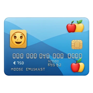 Apple style emoji of a credit card with a check mark, minimalistic, clean design, flat colors sticker