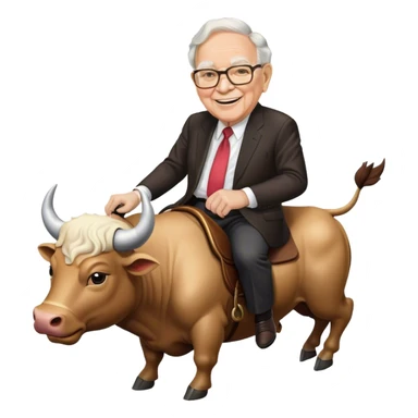 happy Warren Buffet riding bull sticker