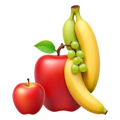 gas cannister surrounded by an apple, banana, and grape sticker