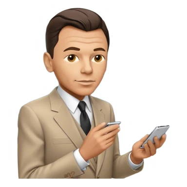 Frank Sinatra emoji showing data analytics trendlines on a screen in the background sticker