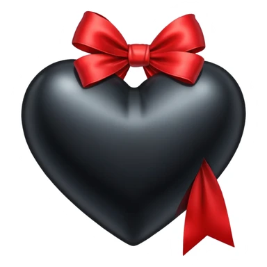 black heart with a red bow wrapped around sticker