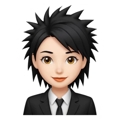 fat spiky haired happy woman with suit sticker