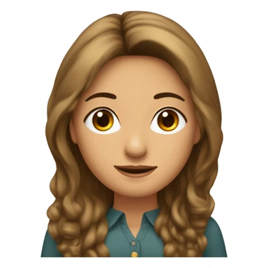 Mujer cabello castaño largo flequillo lado derecho ojos almendra sticker