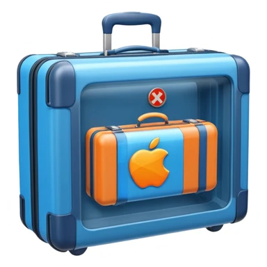 3D render of Suitcase Scan, X-Ray imaging aesthetic, translucent materials showing internal structure, orange and blue airport security style scan of a bag, medical scan style, Apple emoji style, isolated on white background --v 6.0. sticker