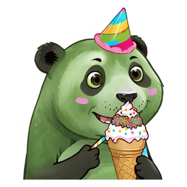 Panda eating ice creamjhgg sticker
