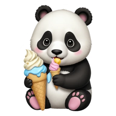  Cute Panda eating ice cream sticker