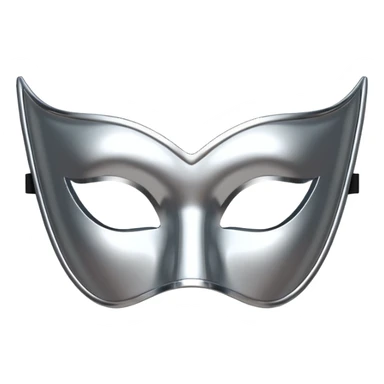 A sleek masquerade mask emoji made of polished silver chrome, smooth sensual curves, reflective metallic surface, mysterious sexy luxury vibe, minimal iOS emoji style, centered, clean white background sticker