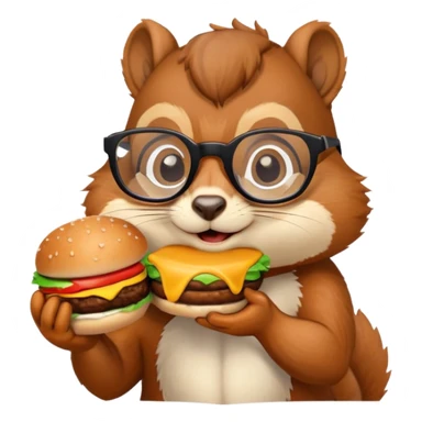 A squirrel wearing glasses and eating a burger  sticker