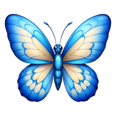 Cinematic Realistic Cute Blue Butterfly Portrait Emoji, Head tilted playfully and inquisitively, featuring beautifully patterned sapphire wings with intricate venation and a charming, petite body with round, sparkling eyes full of gentle curiosity, rendered with lifelike detail and warm natural highlights, high shine, affectionate and spirited, styled with a touch of whimsical garden magic, soft glowing outline, capturing the essence of a mischievous yet lovable blue butterfly that seems ready to flutter playfully into your arms! sticker
