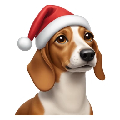 Weenie dog wearing a Christmas hat sticker
