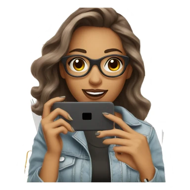 white skin influencer taking selfie with a shopping bag sticker