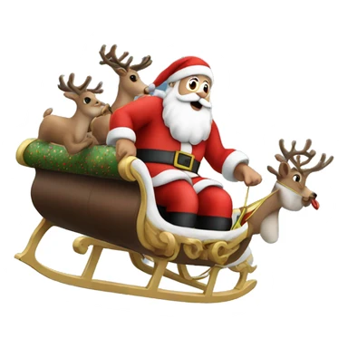 Santa flying in the sky on his sleigh with raindeers sticker
