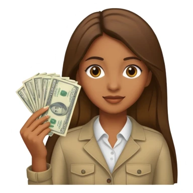 brownskin girl with straight hair with money  sticker
