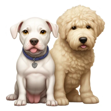 White pitbull with golden doodle on his back sticker