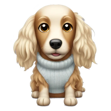 long haired weeny dog wearing a dolly sweater  sticker