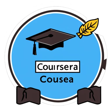 Coursera logo sticker with certificate and graduation cap sticker