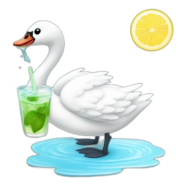 baby swan drinking mojito sticker