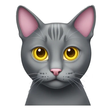 Gray cat with yellow eyes with pink heart  sticker