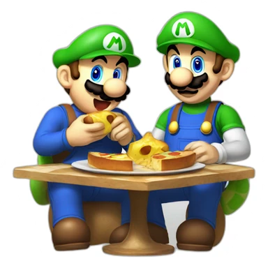 Mario and Luigi eat massa sticker