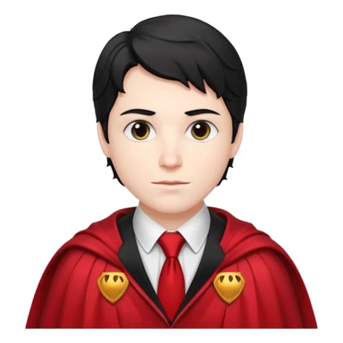 Wavy black hair, red tie, red-and-black cape. Classic vampire look with a formal twist. sticker