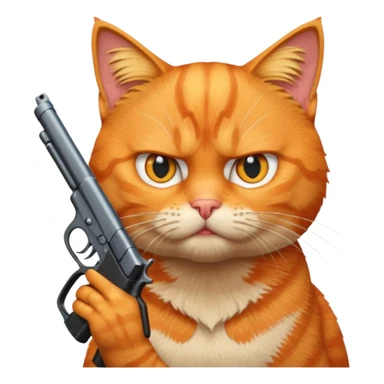Cat with a gun that's angry sticker