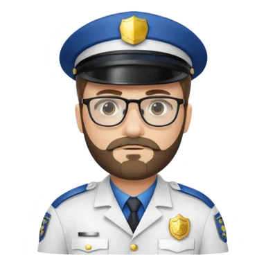 Police officer with glasses and beards(white uniform) sticker