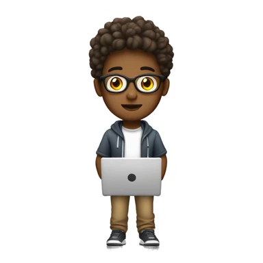 Adolescente de color de piel blanca, con laptop sticker