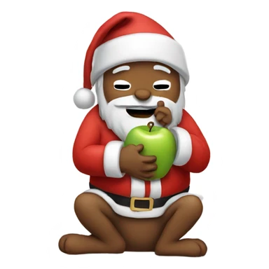 Santa with a cat holding an Apple Watch while crying sticker