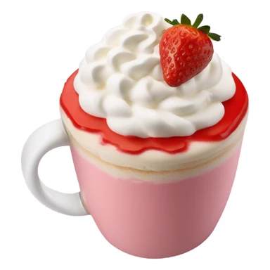 Pink latte with whip cream and strawberries  sticker