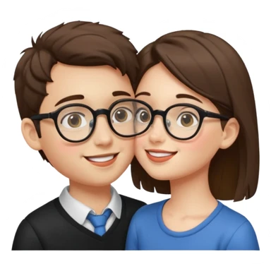boy with spects kissing a girl sticker