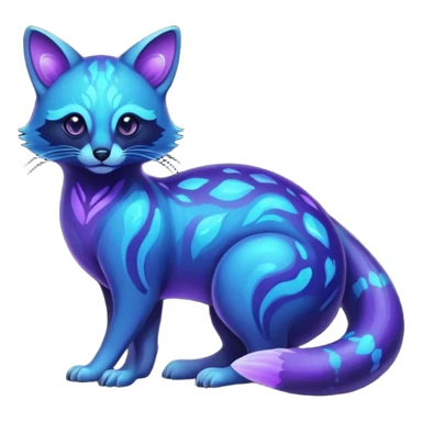 Exotic nebulae dark blue purple futuristic bioluminescent translucent transparent lush warm-colored neon-glowing iridescent Fakémon-Fionbri-Vernid-Genet-creature sticker