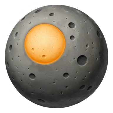 planet Mercury as a round, rocky gray ball with a slightly uneven stony surface, soft transitions between light and dark gray, emoji style, subtle craters sticker