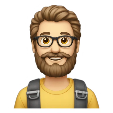 Bobo parisien mâle lunette cheveux année 80 barbe légère sticker