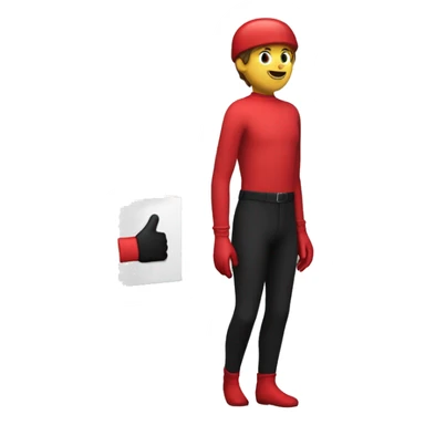 Person going fast with a red shirt and black pants, red gloves, and a red square box next to it sticker