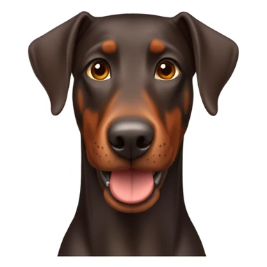 Red and brown Doberman without cropped ears face facing front happy expression  sticker
