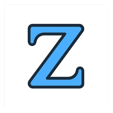 Zeta letterform, color outlined icon, vibrant accent color with black outlines, modern friendly style sticker